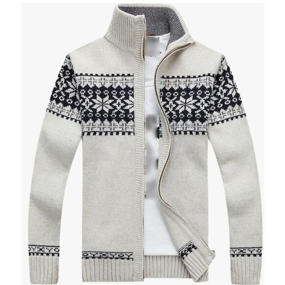 Men’s jacquard fairisle full zip sweater size large - Picture 2 of 10